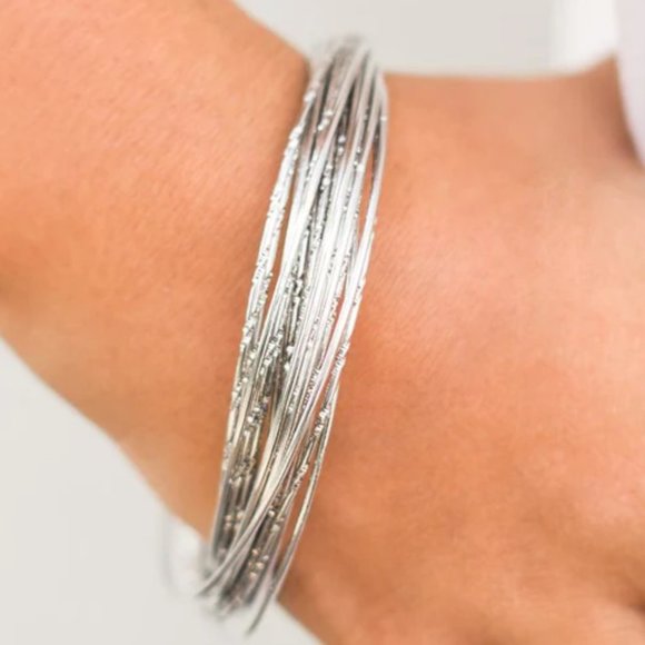 Paparazzi ♥ I Eat Glitter For Breakfast - Silver ♥ Bracelet - Picture 2 of 2